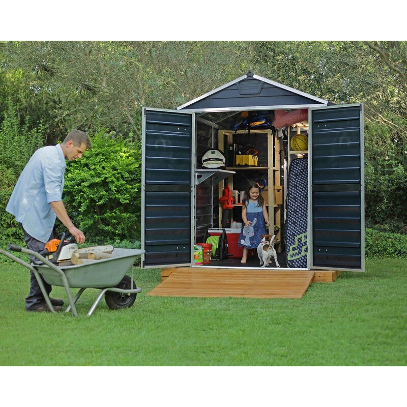 Canopia Skylight Garden Shed in Polycarbonate 229X185X217 cm Dark Gray