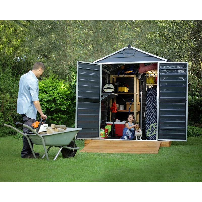 Canopia Skylight Garden Shed in Polycarbonate 229X185X217 cm Dark Gray