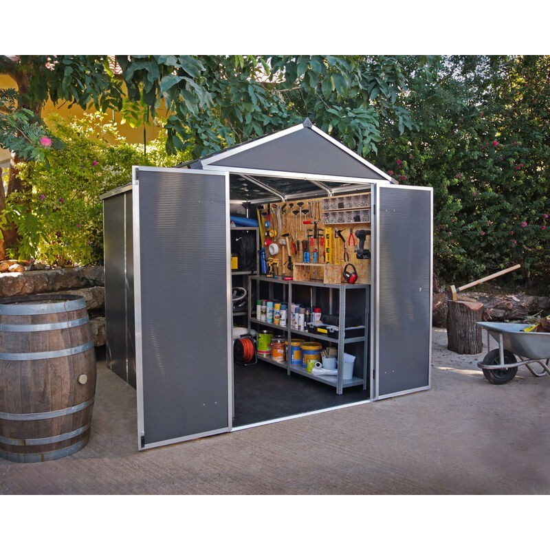 Canopia Rubicon Garden Shed in Ultra Resistant Polycarbonate 229X185X217 cm Dark Gray