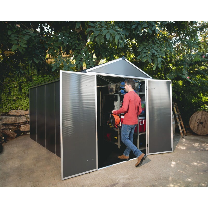 Canopia Rubicon Garden Shed in Ultra Resistant Polycarbonate 378X185X217 cm Dark Gray