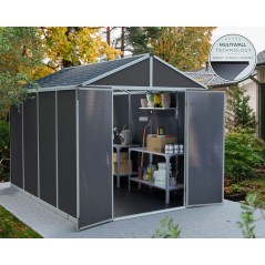 Canopia Rubicon Garden Shed in Ultra Resistant Polycarbonate 303X237X235 cm Dark Gray