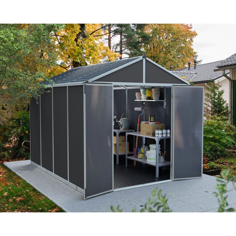 Canopia Rubicon Garden Shed in Ultra Resistant Polycarbonate 303X237X235 cm Dark Gray