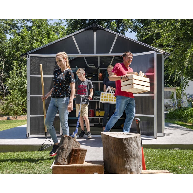 Canopia Yukon Garden Shed in Polycarbonate 271X332X252 cm Gray Floor Included