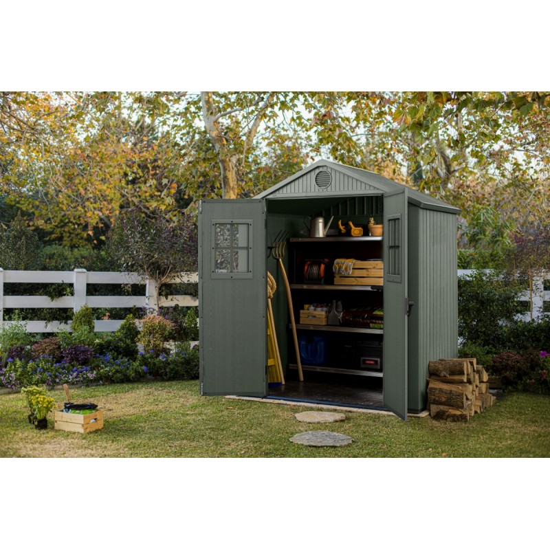 Keter DARWIN 6x4 Green Resin Garden Shed with Front Windows