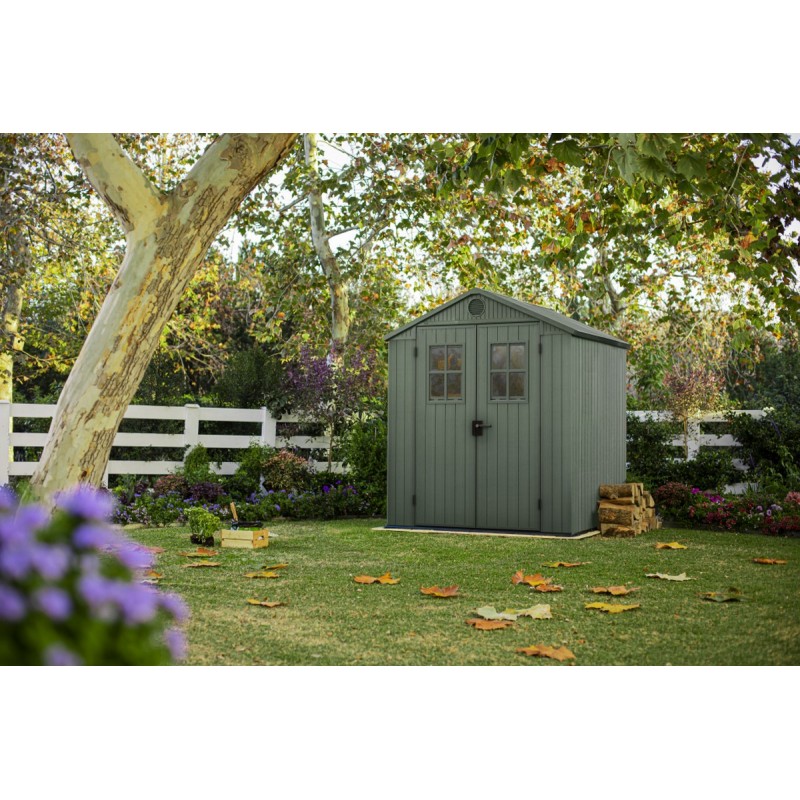 Keter DARWIN 6x6 Green Resin Garden Shed with Front Windows