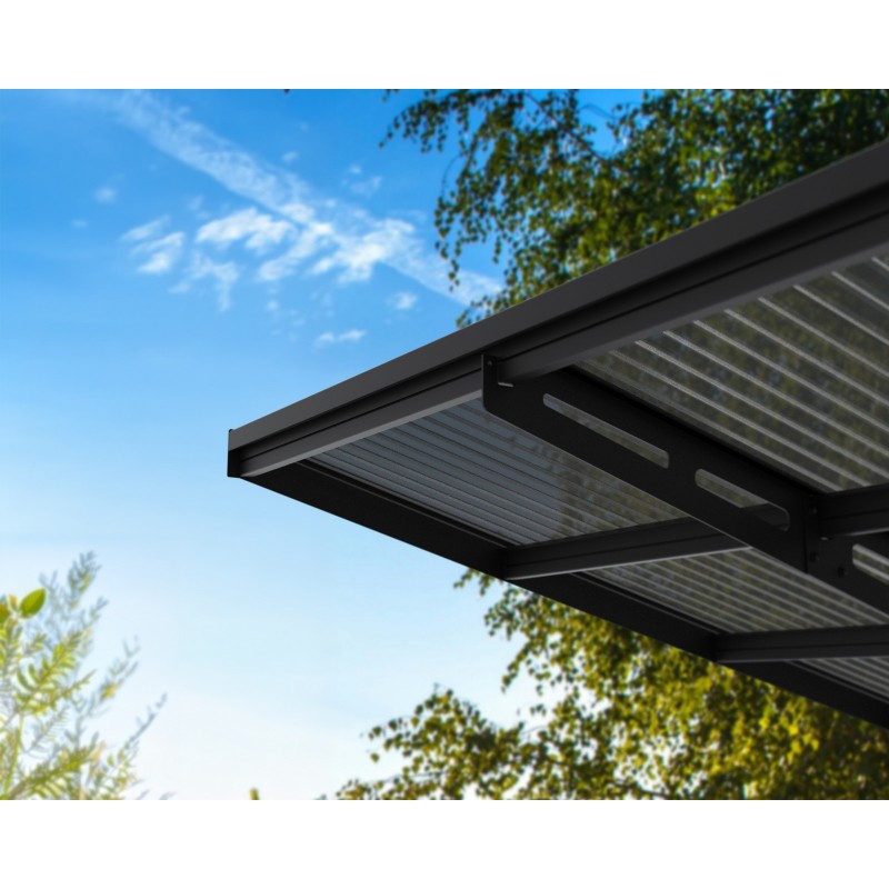 Canopia Sydney Carport Doppio Tetto a V in Alluminio 6 X 6 m Nero