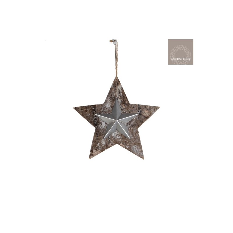 Star To Hang Medium In Wood And Tin