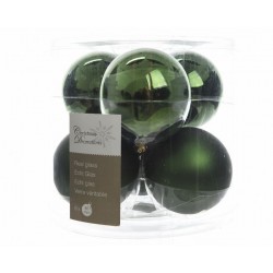 Christmas Baubles to Hang in Glass 8 cm Green. Set of 6