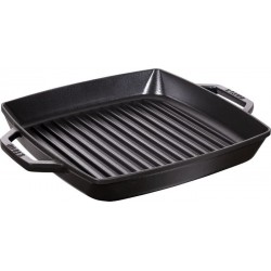 Grill 2 Handles 28 x 28 cm Black in Cast Iron