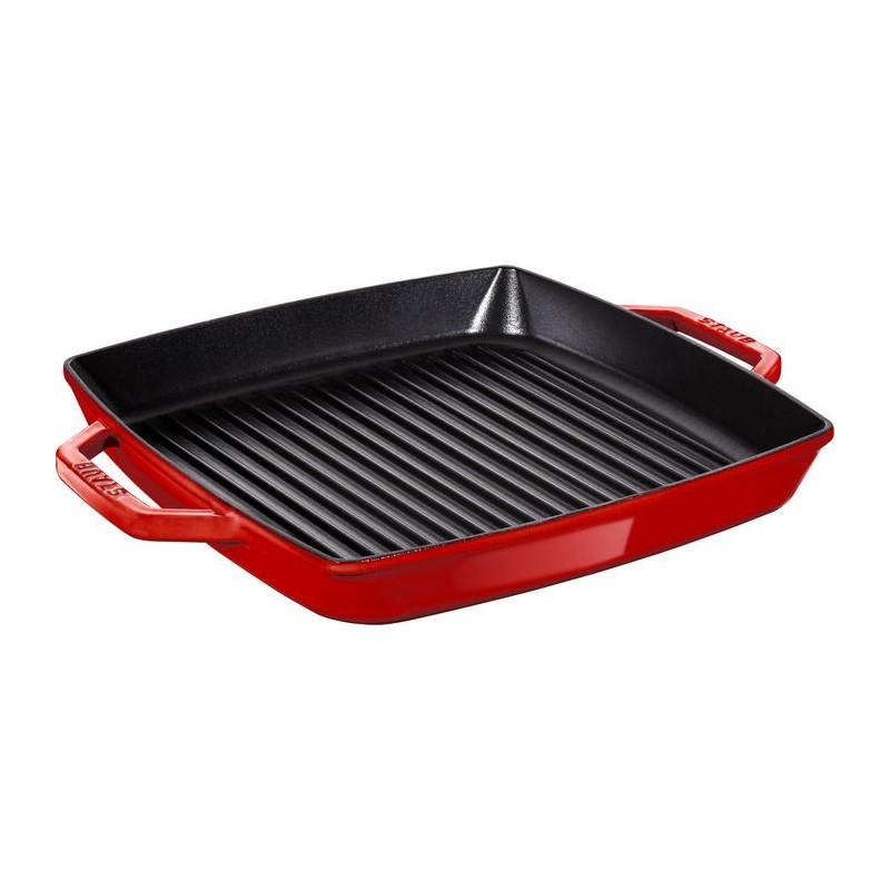 Cast Iron Grid 2 Handles 33 x 33 cm Red